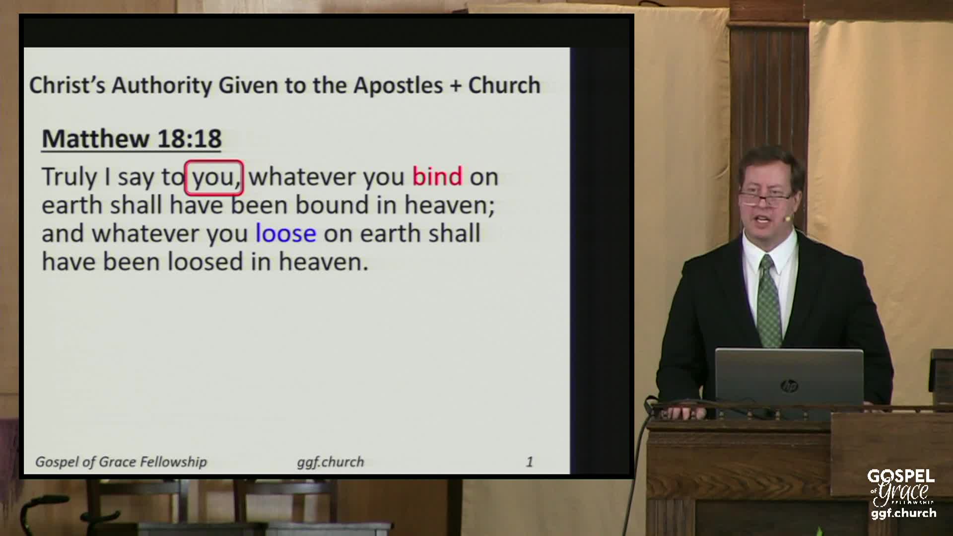 Thumbnail image for Gospel of Grace Fellowship: Christ Gives Authority and Privilege to the Apostles and Church 1-11-2026